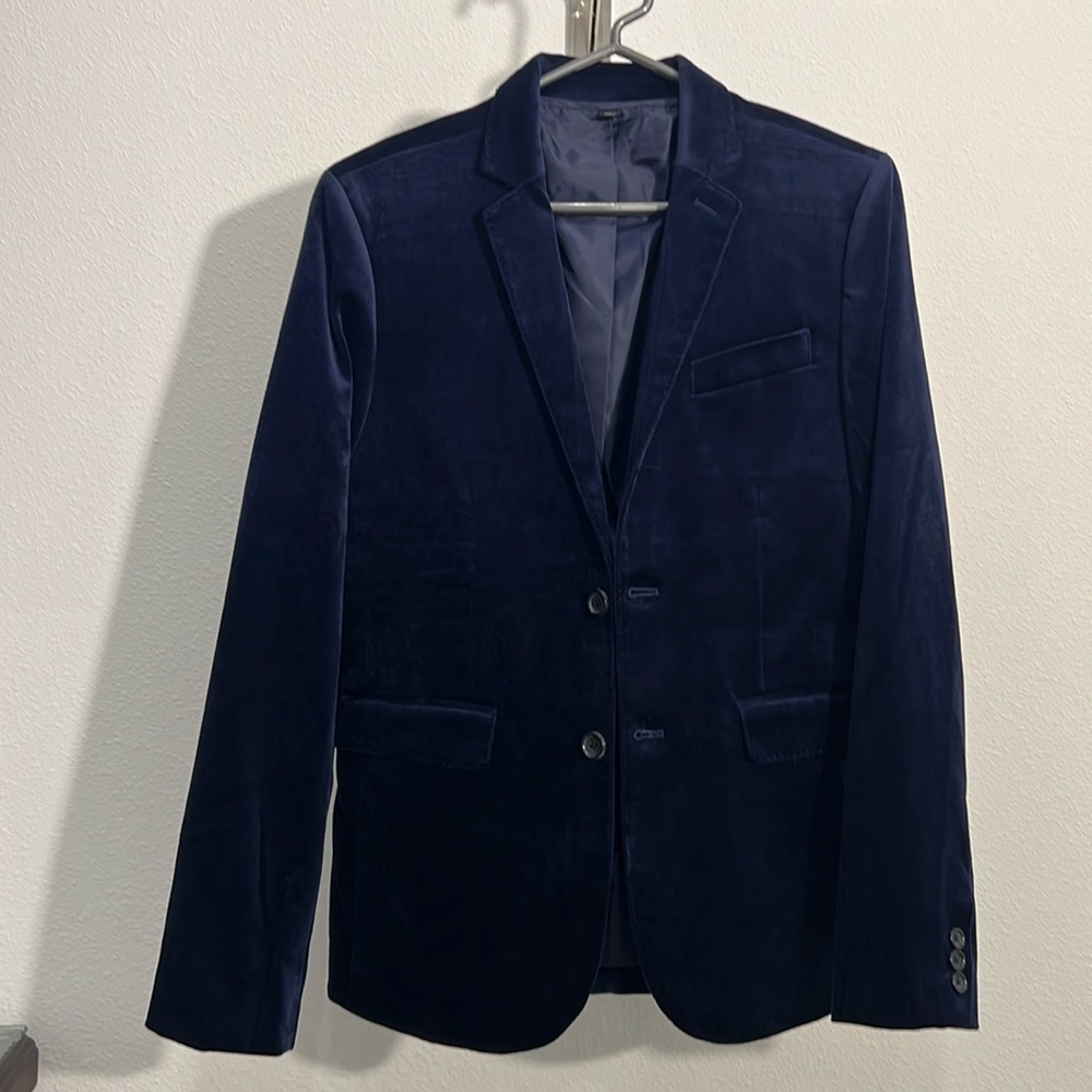 J Crew Crew Cuts boys Ludlow navy velvet blazer size 16, NWT